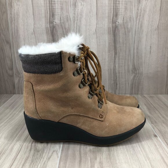 Sperry Wedge Ankle Boots Womens 6M Luca Peak Brown Leather Zip Lace Up Lined - Picture 1 of 12